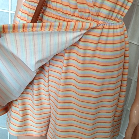 SO Faux-Wrap Knit Romper – Orange Stripe – Women M – NWT - Picture 13 of 13